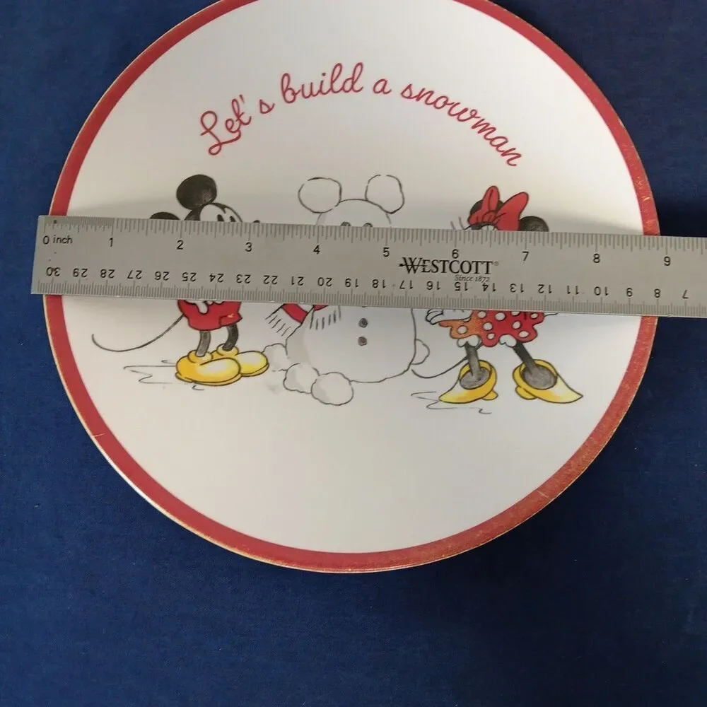 Disney Pottery Barn Plastic Dishes Winter and Fall Mickey Minnie Mouse Flaws